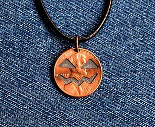 Jack-o-lantern Cut Penny Pendant