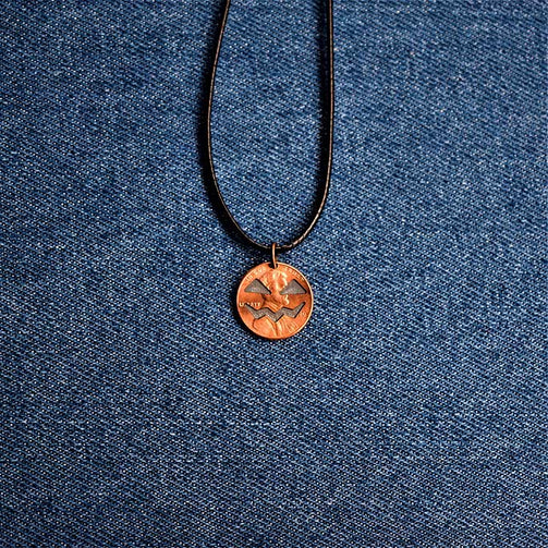Jack-o-lantern Cut Penny Pendant