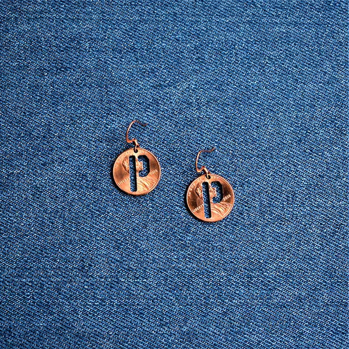 "P" Cut Penny Earrings