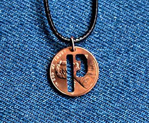 "P" Cut Penny Pendant