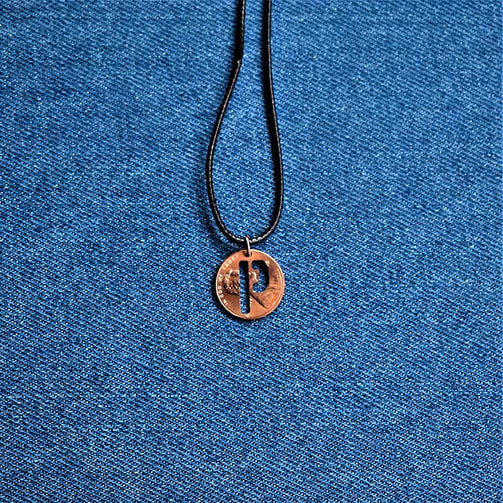 "P" Cut Penny Pendant