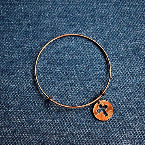 Christian Cross Cut Penny Bangle
