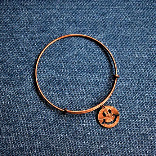 Smiley Face Cut Penny Bangle