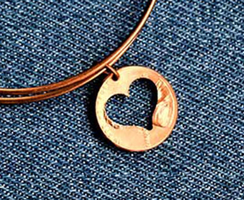 Heart Cut Penny Bangle