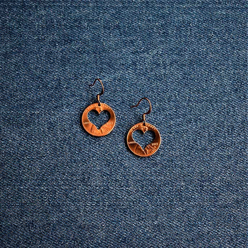 Heart Cut Penny Earrings