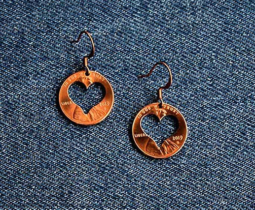 Heart Cut Penny Earrings