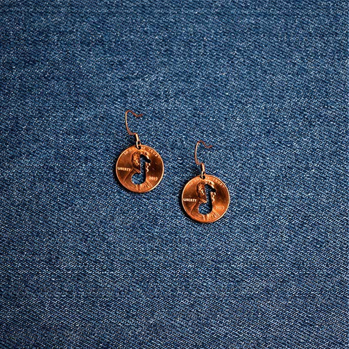 Note Cut Penny Earrings