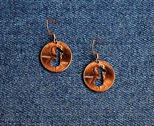 Note Cut Penny Earrings