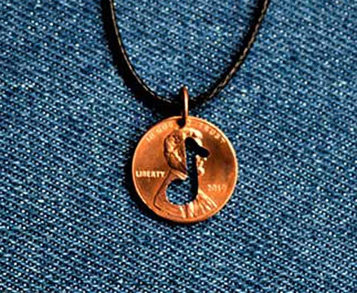 Note Cut Penny Pendant