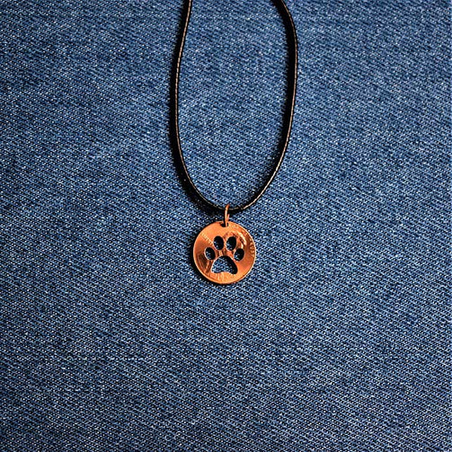 Paw Cut Penny Pendant