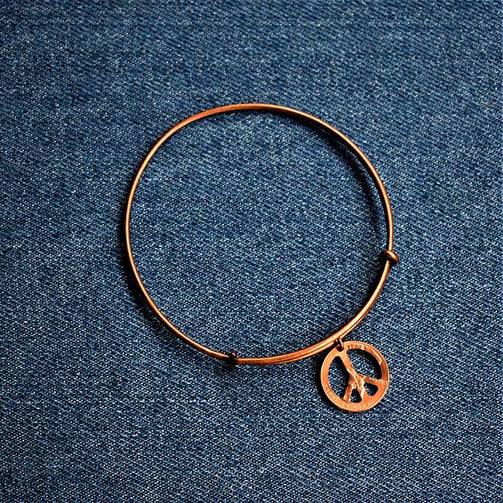 Peace Sign Cut Penny Bangle