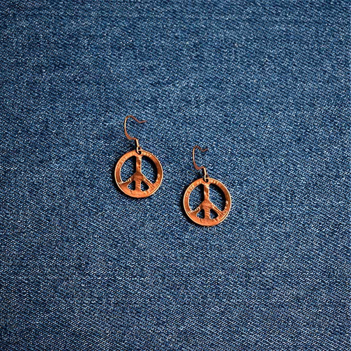 Peace Sign Cut Penny Earring
