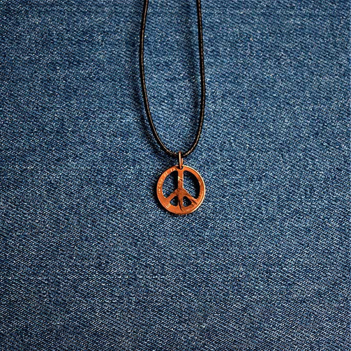 Peace Sign Cut Penny Pendant