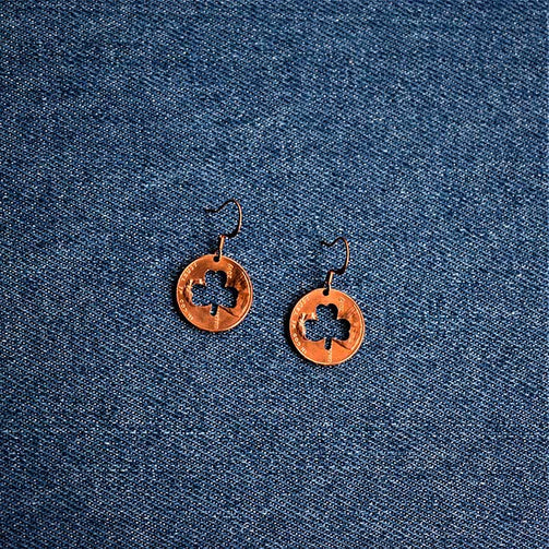 Shamrock Cut Penny Earrings