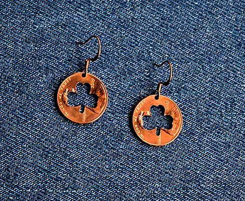 Shamrock Cut Penny Earrings