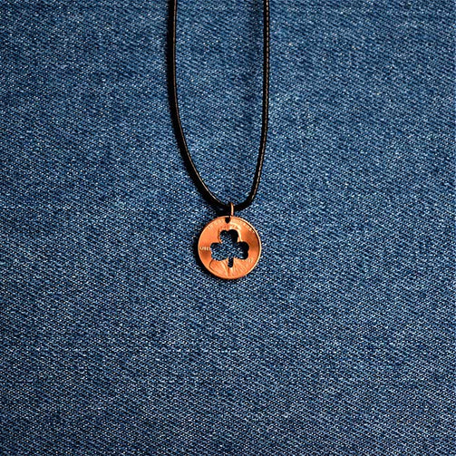 Shamrock Cut Penny Pendant