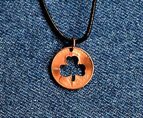 Shamrock Cut Penny Pendant