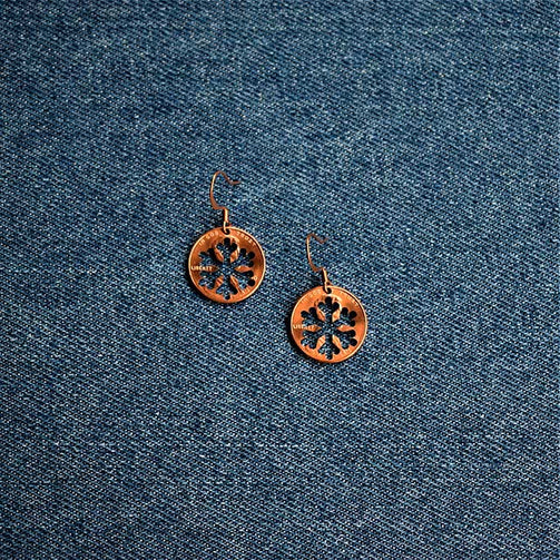 Snowflake Cut Penny Earrings