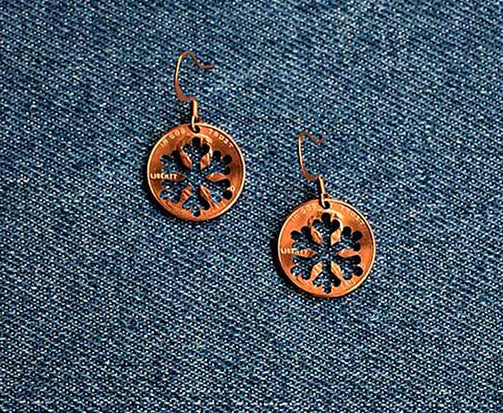 Snowflake Cut Penny Earrings