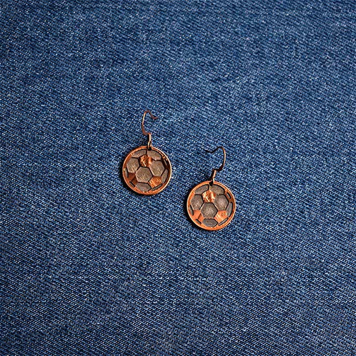 Soccer Ball Cut Penny Earrings