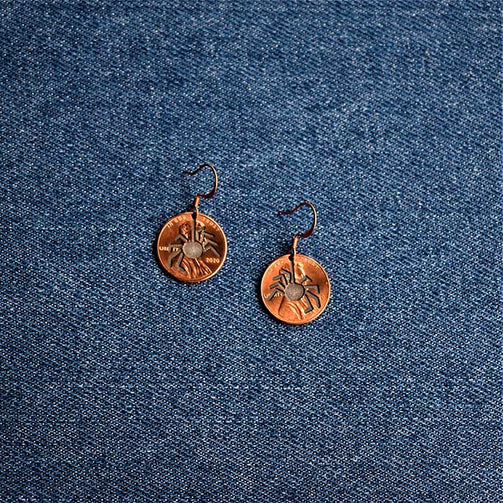 Spider Cut Penny Earrings