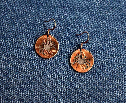 Spider Cut Penny Earrings