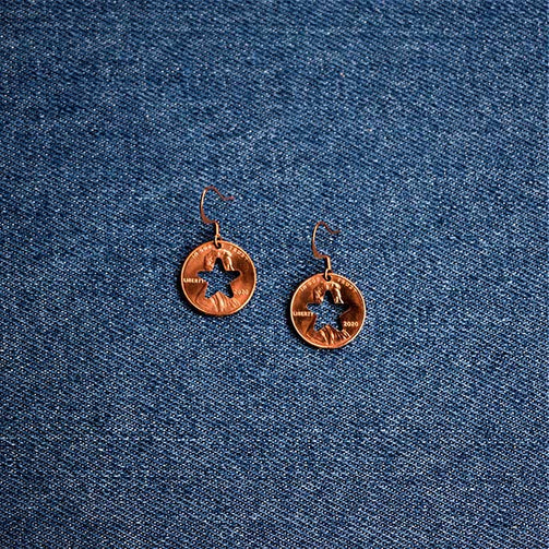 Star Cut Penny Earrings