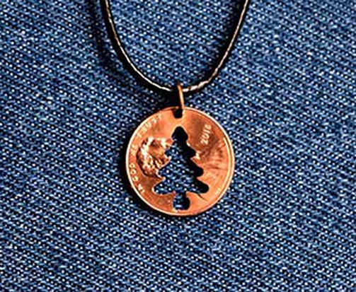 Tree Cut Penny Pendant