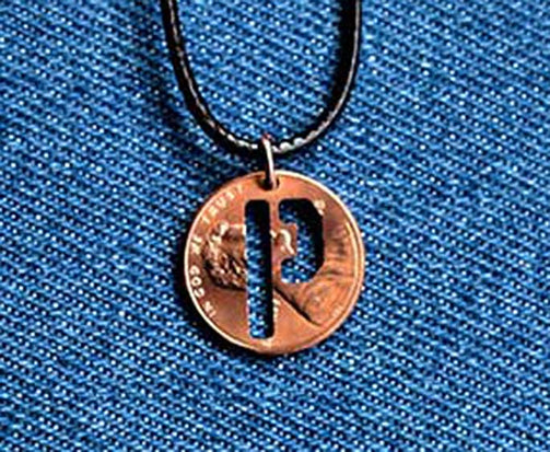 "P" Cut Penny Pendant