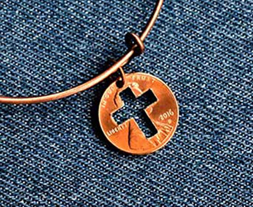 Christian Cross Cut Penny Bangle