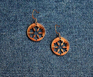 Snowflake Cut Penny Earrings